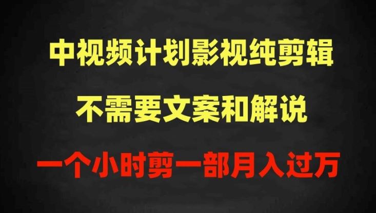 中视频计划影视纯剪辑，不需要文案和解说，一个小时剪一部，100%过原创月入过万【揭秘】-富爸爸项目圈