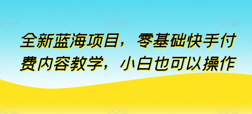 全新蓝海项目，零基础快手付费内容教学，小白也可以操作【揭秘】-富爸爸项目圈