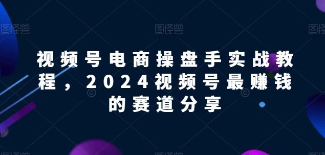 视频号电商实战教程，2024视频号最赚钱的赛道分享-富爸爸项目圈