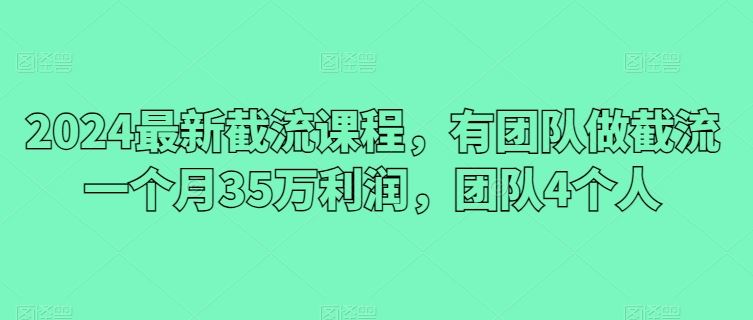 2024最新截流课程，有团队做截流一个月35万利润，团队4个人-富爸爸项目圈