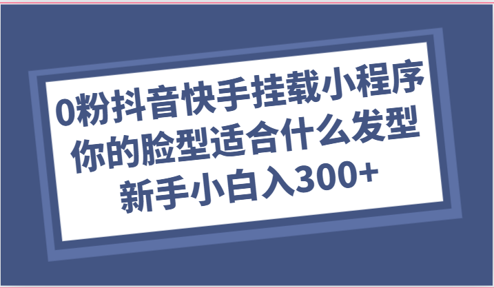 0粉抖音快手挂载小程序，你的脸型适合什么发型玩法，新手小白日入300+-富爸爸项目圈