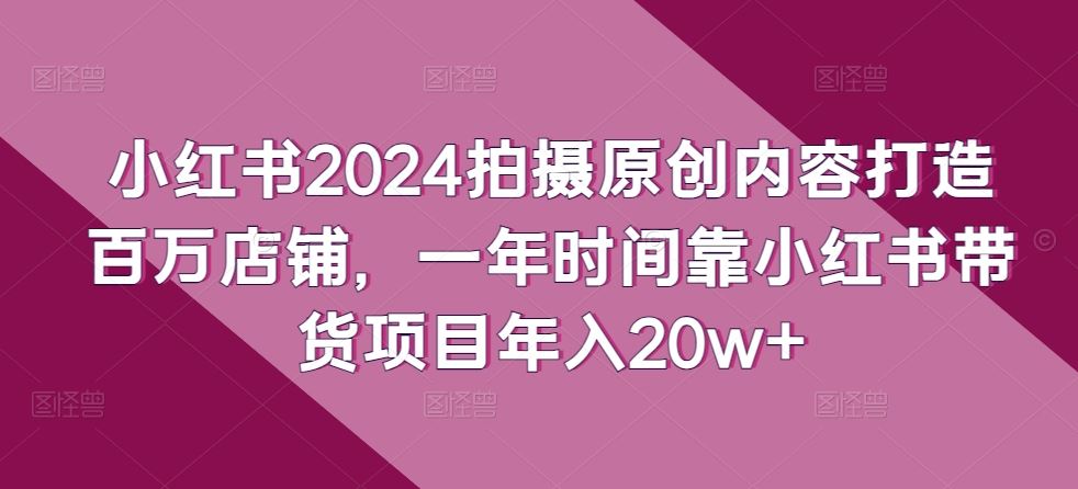 小红书2024拍摄原创内容打造百万店铺，一年时间靠小红书带货项目年入20w+-富爸爸项目圈