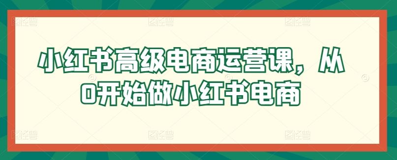 小红书高级电商运营课，从0开始做小红书电商-富爸爸项目圈