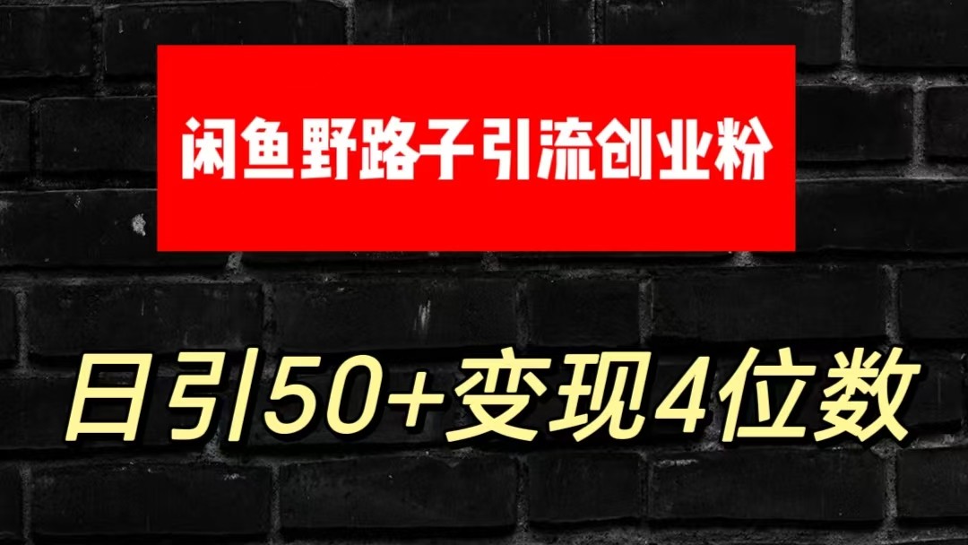 大眼闲鱼野路子引流创业粉，日引50+单日变现四位数-富爸爸项目圈