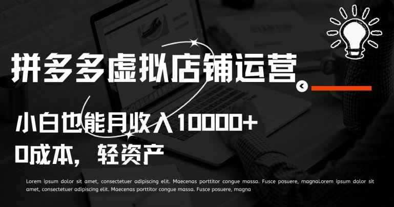 拼多多虚拟店铺运营小白也能月收入10000+【揭秘】-富爸爸项目圈