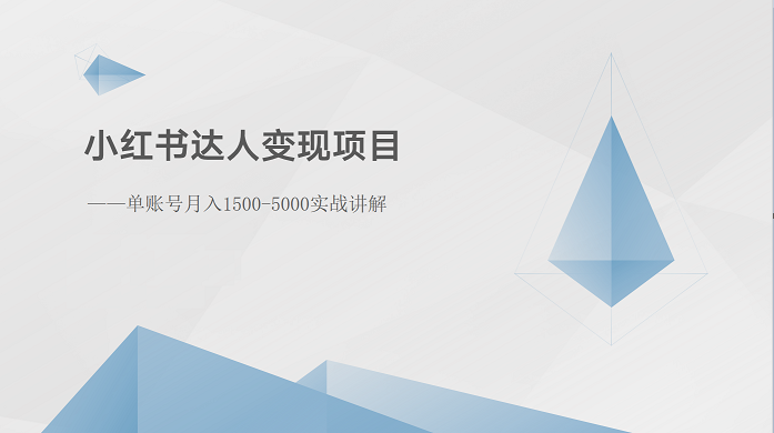 小红书达人变现项目：单账号月入1500-3000实战讲解-富爸爸项目圈