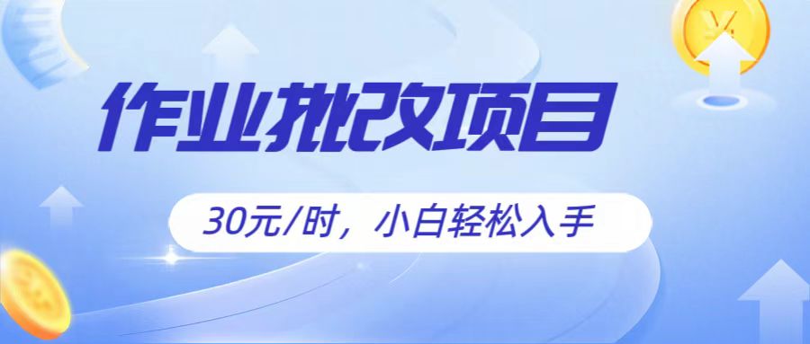 作业批改项目30元/时，简单小白轻松入手，非常适合兼职-富爸爸项目圈