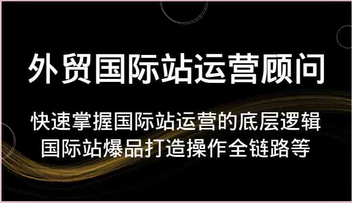 外贸国际站运营顾问-快速掌握国际站运营的底层逻辑，国际站爆品打造操作全链路等-富爸爸项目圈