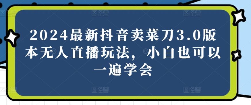 2024最新抖音卖菜刀3.0版本无人直播玩法，小白也可以一遍学会【揭秘】-富爸爸项目圈