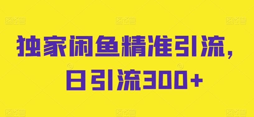 独家闲鱼精准引流，日引流300+【揭秘】-富爸爸项目圈