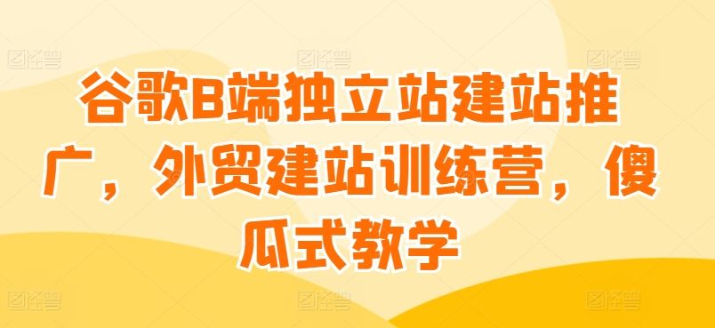 谷歌B端独立站建站推广，外贸建站训练营，傻瓜式教学-富爸爸项目圈