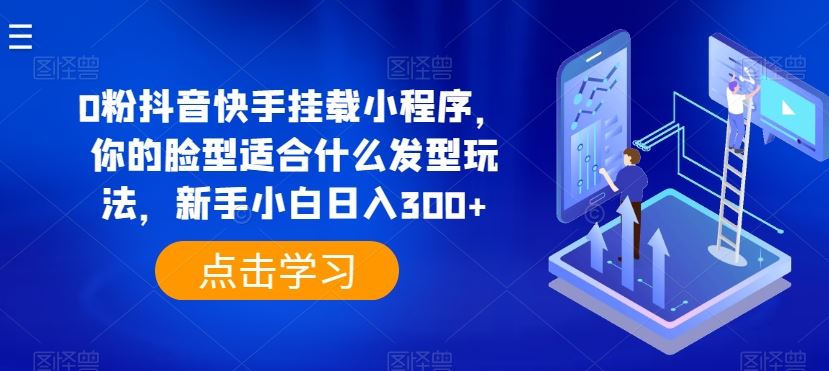 0粉抖音快手挂载小程序，你的脸型适合什么发型玩法，新手小白日入300+【揭秘】-富爸爸项目圈