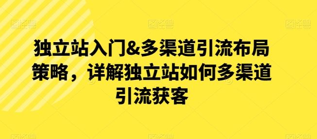 独立站入门&多渠道引流布局策略，详解独立站如何多渠道引流获客-富爸爸项目圈