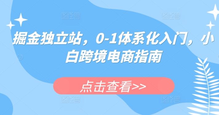 掘金独立站，0-1体系化入门，小白跨境电商指南-富爸爸项目圈