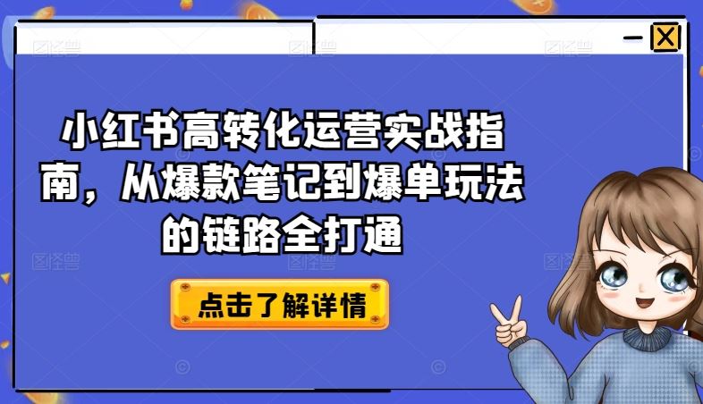 小红书高转化运营实战指南，从爆款笔记到爆单玩法的链路全打通-富爸爸项目圈