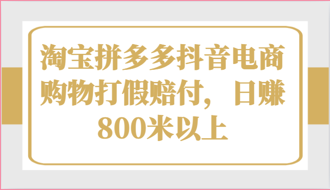 淘宝拼多多抖音电商购物打假赔付，日赚800米以上-富爸爸项目圈