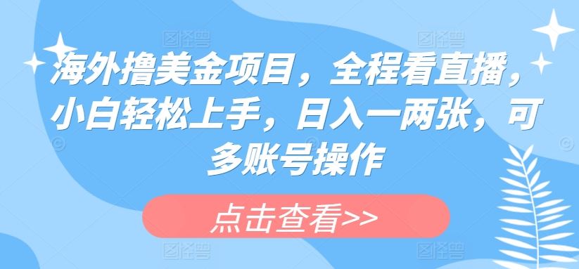 海外撸美金项目，全程看直播，小白轻松上手，日入一两张，可多账号操作【揭秘】-富爸爸项目圈