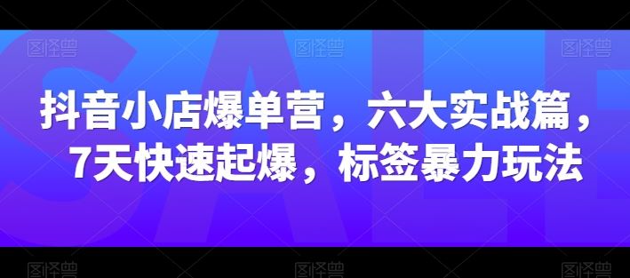 抖音小店爆单营，六大实战篇，7天快速起爆，标签暴力玩法-富爸爸项目圈