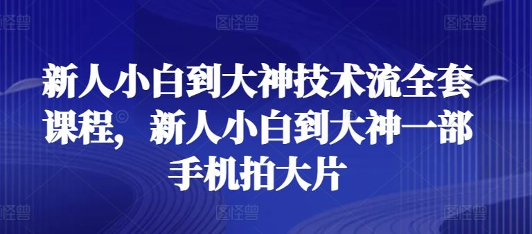 新人小白到大神技术流全套课程，新人小白到大神一部手机拍大片-富爸爸项目圈