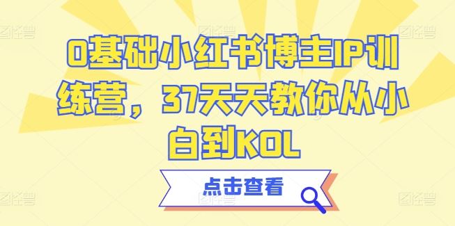 0基础小红书博主IP训练营，37天天教你从小白到KOL-富爸爸项目圈