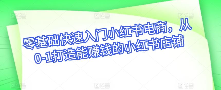 零基础快速入门小红书电商，从0-1打造能赚钱的小红书店铺-富爸爸项目圈