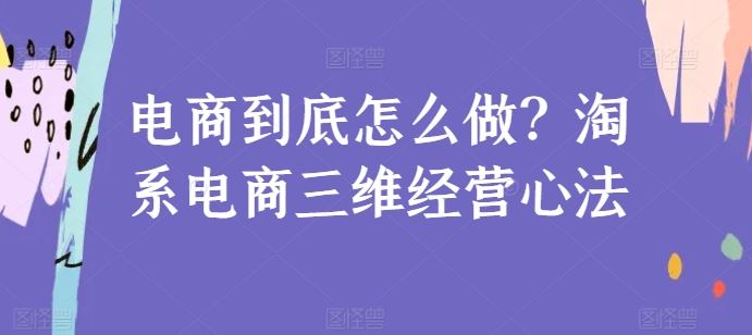 电商到底怎么做？淘系电商三维经营心法-富爸爸项目圈