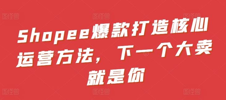 Shopee爆款打造核心运营方法，下一个大卖就是你-富爸爸项目圈