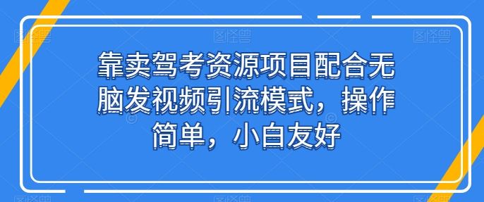 靠卖驾考资源项目配合无脑发视频引流模式，操作简单，小白友好【揭秘】-富爸爸项目圈