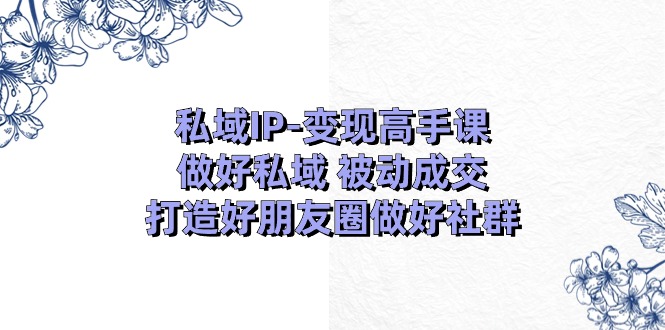 私域IP变现高手课：做好私域被动成交，打造好朋友圈做好社群（18节）-富爸爸项目圈