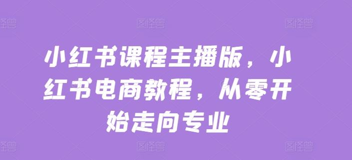 小红书课程主播版，小红书电商教程，从零开始走向专业-富爸爸项目圈