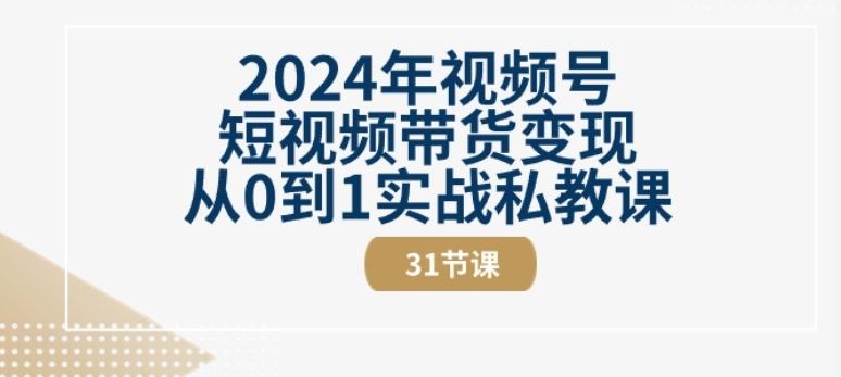2024年视频号短视频带货变现从0到1实战私教课(31节视频课)-富爸爸项目圈
