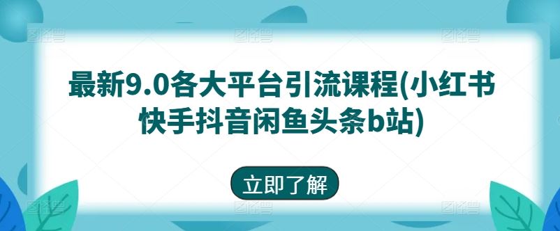 最新9.0各大平台引流课程(小红书快手抖音闲鱼头条b站)-富爸爸项目圈