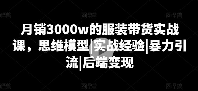月销3000w的服装带货实战课，思维模型|实战经验|暴力引流|后端变现-富爸爸项目圈