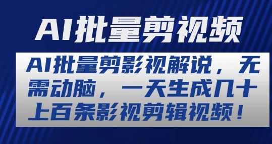 AI批量剪影视解说，无需动脑，一天生成几十上百条影视剪辑视频【揭秘】-富爸爸项目圈