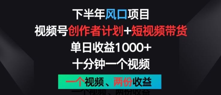 下半年风口项目，视频号创作者计划+视频带货，一个视频两份收益，十分钟一个视频【揭秘】-富爸爸项目圈