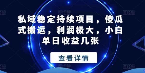 私域稳定持续项目，傻瓜式搬运，利润极大，小白单日收益几张【揭秘】-富爸爸项目圈