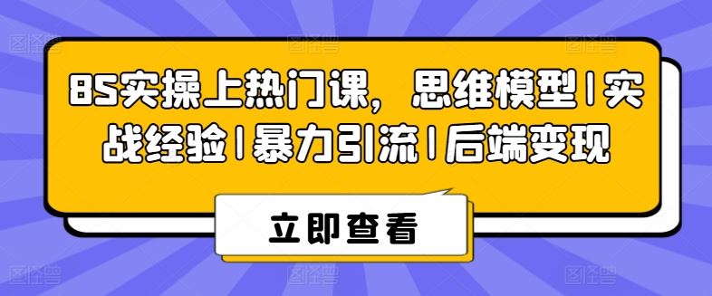 8S实操上热门课，思维模型|实战经验|暴力引流|后端变现-富爸爸项目圈