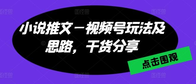小说推文—视频号玩法及思路，干货分享-富爸爸项目圈