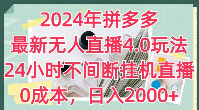 2024年拼多多最新无人直播4.0玩法，24小时不间断挂机直播，0成本，日入2k【揭秘】-富爸爸项目圈
