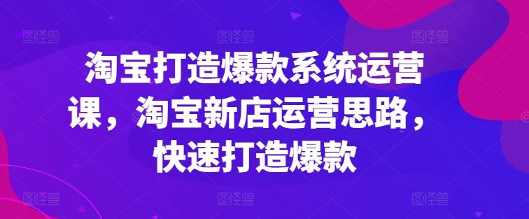 淘宝打造爆款系统运营课，淘宝新店运营思路，快速打造爆款-富爸爸项目圈