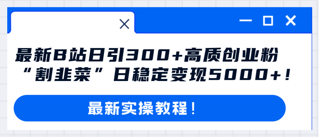 （8216期）最新B站日引300+高质创业粉教程！“割韭菜”日稳定变现5000+！-富爸爸项目圈