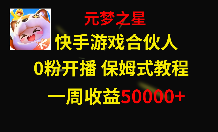 （8373期）快手游戏新风口，元梦之星合伙人，一周收入50000+-富爸爸项目圈