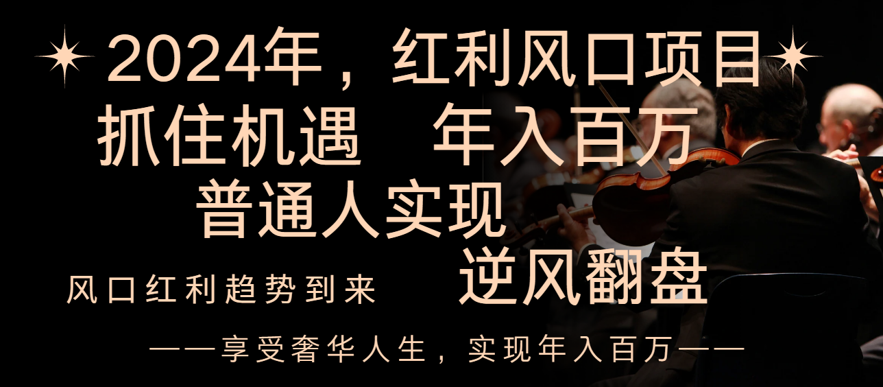 （8418期）2024红利风口项目来袭，享受第一波红利，逆风翻盘普通人也能实现，年入百万-富爸爸项目圈