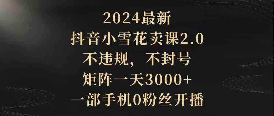 （9639期）2024最新抖音小雪花卖课2.0 不违规 不封号 矩阵一天3000+一部手机0粉丝开播-富爸爸项目圈