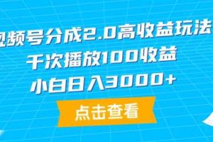 （9716期）视频号分成2.0高收益玩法，千次播放100收益，小白日入3000+-富爸爸项目圈