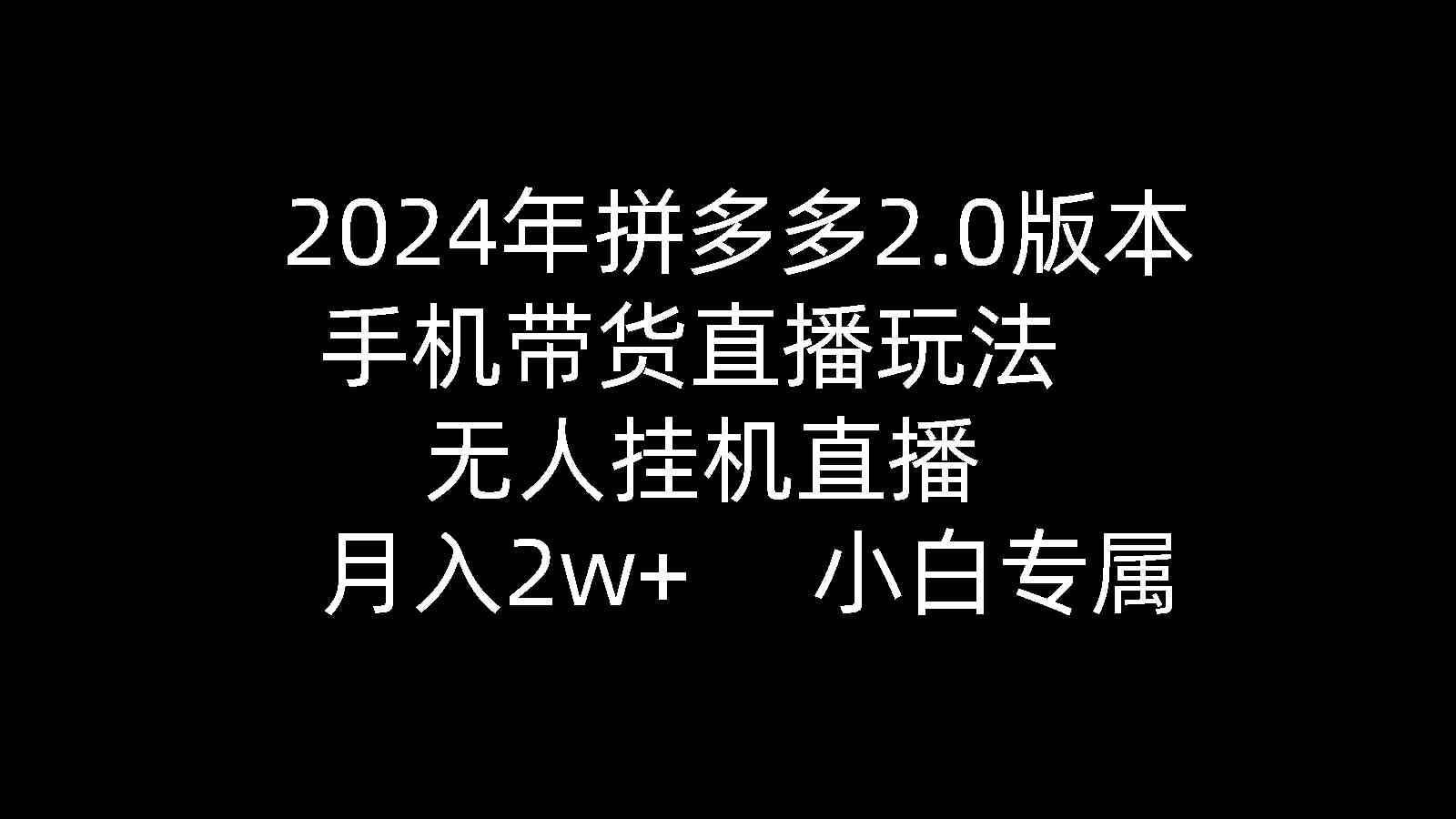 （9768期）2024年拼多多2.0版本，手机带货直播玩法，无人挂机直播， 月入2w+， 小…-富爸爸项目圈