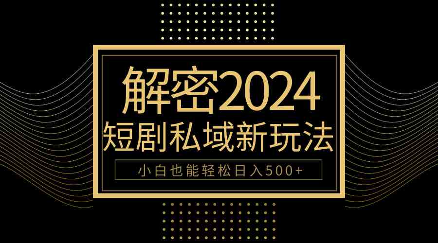 （9951期）10分钟教会你2024玩转短剧私域变现，小白也能轻松日入500+-富爸爸项目圈