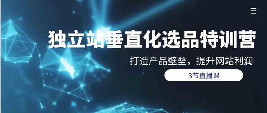 （9925期）独立站-垂直化选品训练营，打造产品壁垒，提升网站利润（3节直播课）-富爸爸项目圈