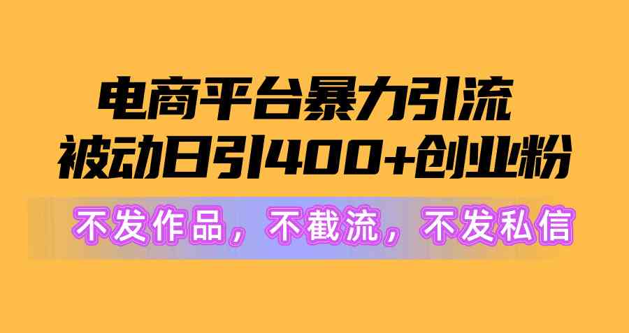 （10168期）电商平台暴力引流,被动日引400+创业粉不发作品，不截流，不发私信-富爸爸项目圈