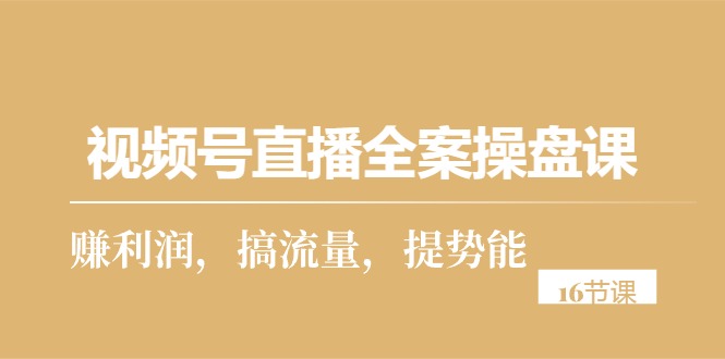 （10207期）视频号直播全案操盘课，赚利润，搞流量，提势能（16节课）-富爸爸项目圈